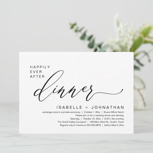 Romantisch Einde-Gelukkig-Diner Vlucht Huwelijksfe Kaart (Staand voorkant)