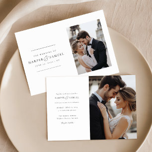Romantisch Elegant 2 foto bruiloft Kaart