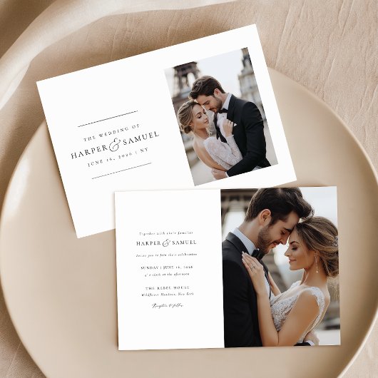 Romantisch Elegant 2 foto bruiloft Kaart