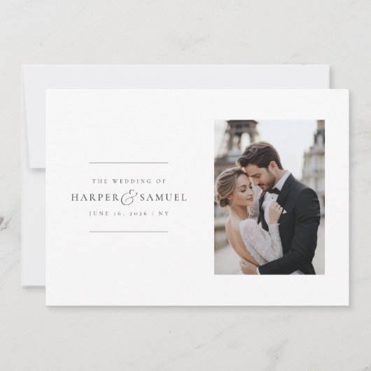 Romantisch Elegant 2 foto bruiloft Kaart (Voorkant)