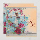 ROMANTISCH ELEGANT BLOEMEN BRUILOFT  MONOGRAM AANKONDIGING (Voorkant / Achterkant)