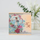 ROMANTISCH ELEGANT BLOEMEN BRUILOFT  MONOGRAM AANKONDIGING (Staand voorkant)