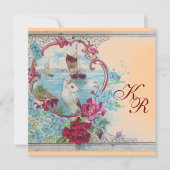 ROMANTISCH ELEGANT BLOEMEN BRUILOFT MONOGRAM AANKONDIGING (Voorkant)