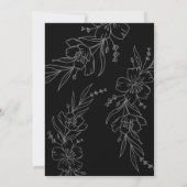 Romantisch Elegant Bloemen Krans Zwart Bruiloft Kaart (Achterkant)