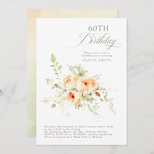 Romantisch Elegant Bloemen Terracotta Verjaardagsf Kaart (Voorkant / Achterkant)