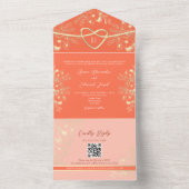 Romantisch Elegant Bloemig Perzik All In One Uitnodiging (Binnen)