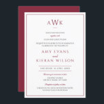 Romantisch Elegant Bourgondië Classic Monogram Huw Kaart<br><div class="desc">Op zoek naar een eenvoudig maar elegant ontwerp van de huwelijksuitnodiging met monogram - kijk niet verder! Kan volledig worden aangepast aan uw behoeften. © Gorjo Design. Gemaakt voor u via het Zazzle platform. // Op zoek naar overeenkomende objecten? Andere briefpapier uit de set beschikbaar in de ‘collecties’ sectie van...</div>