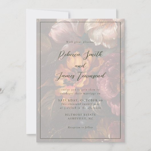 Romantisch Elegant Fine Art Bloemen Schilderij Bru Kaart (Voorkant)