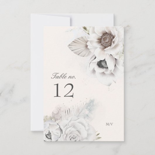 romantisch elegant floral bruiloft nummer RSVP kaartje (Voorkant)