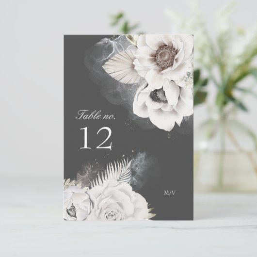 romantisch elegant floral bruiloft nummer RSVP kaartje (Staand voorkant)