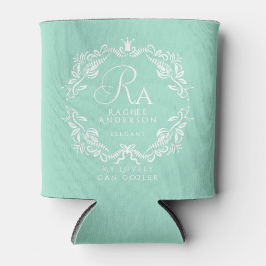 Romantisch Elegant Foliage Monogram Groen Blikjeskoeler (Voorkant)