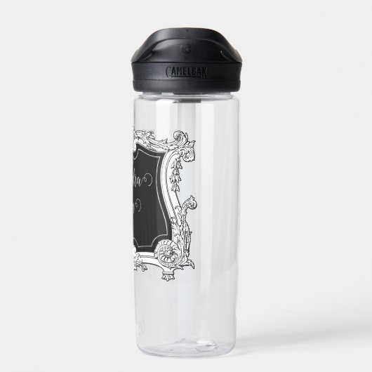 Romantisch, Elegant Frans ingelijst gepersonalisee Waterfles (Achterkant)