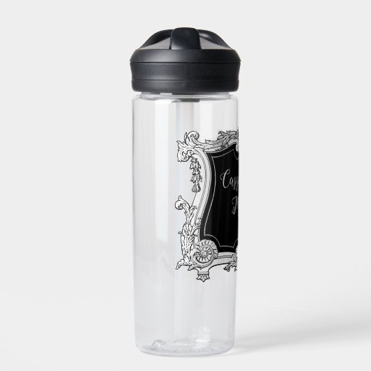 Romantisch, Elegant Frans ingelijst gepersonalisee Waterfles (Voorkant)