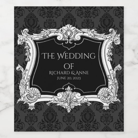 Romantisch, Elegant Frans ingelijst Wijn Etiket (Enkel label)