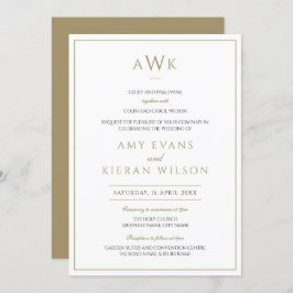 Romantisch Elegant Goud Klassieke Monogram Huwelij Kaart