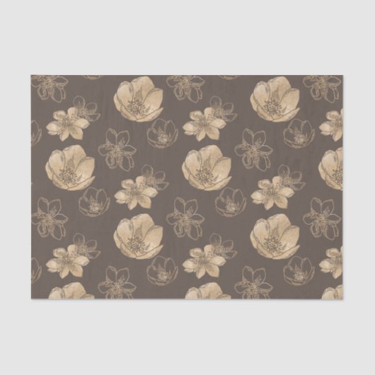 Romantisch Elegant Gouden Folie Bloemen Patroon Tissuepapier (Voorkant)
