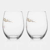 Romantisch, elegant, grillig goud gepersonaliseerd wijnglas zonder voet (Links)