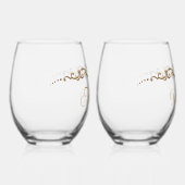 Romantisch, elegant, grillig goud gepersonaliseerd wijnglas zonder voet (Rechts)