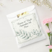 Romantisch Elegant Groen Stoffig Groen Bladeren Bedankzakje (Gezegeld)