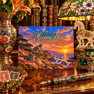 Romantisch Elegant Je Mist Kust Met Gouden Zonsond Briefkaart