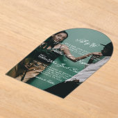 Romantisch Elegant Kalligrafie Fotobruiloft Acryl Uitnodigingen (Laagn)