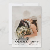 Romantisch Elegant Kalligrafie Script Foto Bruilof Bedankkaart (Voorkant)