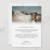 Romantisch Elegant Kalligrafie Script Foto Bruilof Bedankkaart (Achterkant)