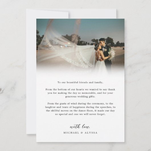 Romantisch Elegant Kalligrafie Script Foto Bruilof Bedankkaart (Achterkant)