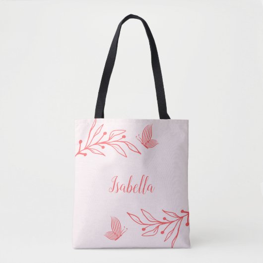 Romantisch elegant koraal roze bloemen tote bag (Voorkant)
