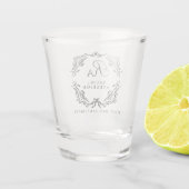Romantisch Elegant Loofwerk Monogram Shot Glas (Achterkant)
