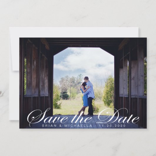 Romantisch elegant manuscript ⎥ Foto sparen de Dat Save The Date (Voorkant)