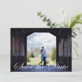Romantisch elegant manuscript ⎥ Foto sparen de Dat Save The Date (Staand voorkant)