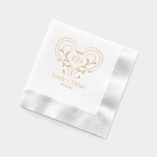 Romantisch elegant monogram folie servetten (Links)