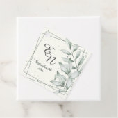 Romantisch Elegant Monogram Groen Bladeren Bruilof Bedankjes Labels (In situ)