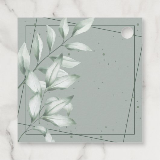 Romantisch Elegant Monogram Groen Bladeren Bruilof Bedankjes Labels (Achterkant)