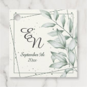 Romantisch Elegant Monogram Groen Bladeren Bruilof Bedankjes Labels (Voorkant)