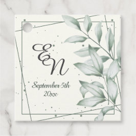 Romantisch Elegant Monogram Groen Bladeren Bruilof Bedankjes Labels