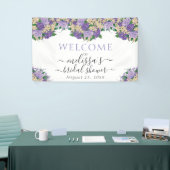 Romantisch Elegant Paarse Bloemen Vrijgezellenfees Spandoek (Beurs)