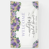 Romantisch Elegant Paarse Bloemen Vrijgezellenfees Spandoek (Verticaal)