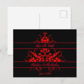 Romantisch, Elegant Rood Damast Briefkaart (Voorkant / Achterkant)
