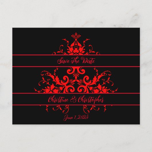 Romantisch, Elegant  Rood Damast Briefkaart (Voorkant)