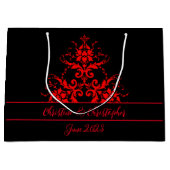 Romantisch, Elegant  Rood Damast Groot Cadeauzakje (Voorkant)