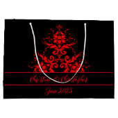 Romantisch, Elegant  Rood Damast Groot Cadeauzakje (Achterkant)