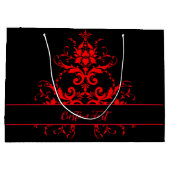 Romantisch, Elegant Rood Damast Groot Cadeauzakje (Achterkant)