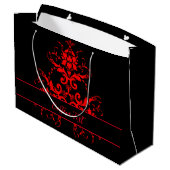 Romantisch, Elegant Rood Damast Groot Cadeauzakje (Achterkant Gekanteld)