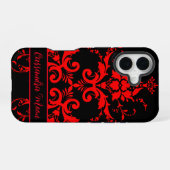 Romantisch, Elegant  Rood Damast iPhone 16 Hoesje (Achterkant horizontaal)