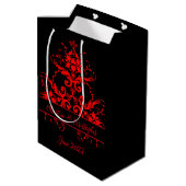 Romantisch, Elegant Rood Damast Medium Cadeauzakje (Achterkant Gekanteld)