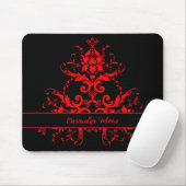 Romantisch, Elegant Rood Damast Muismat (Met muis)