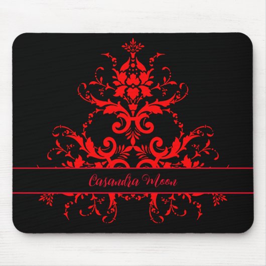 Romantisch, Elegant Rood Damast Muismat (Voorkant)