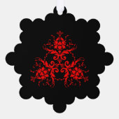 Romantisch, Elegant  Rood Damast Ornament Kaart (Achterkant)